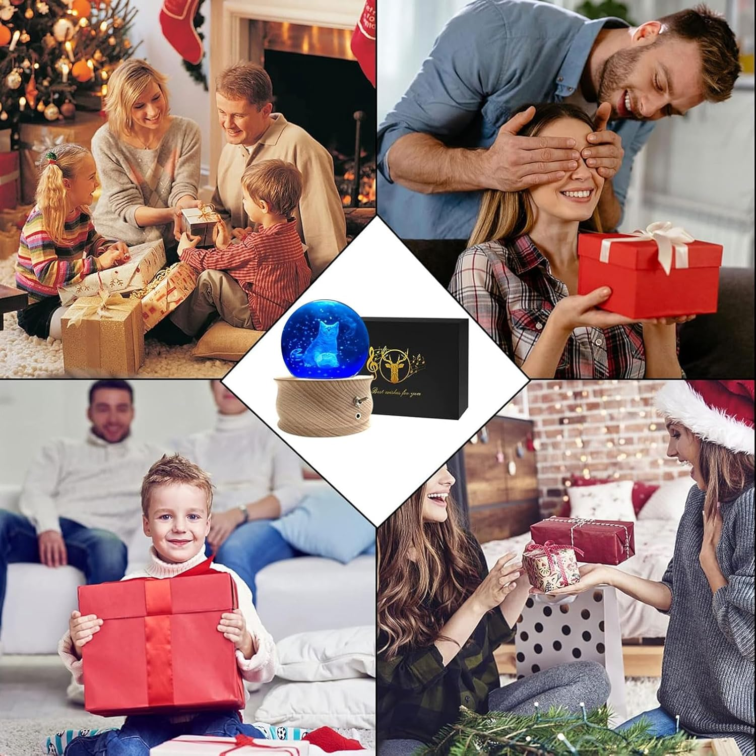 Music Box, 3D Crystal Ball Music Box with RGB Light Projection, 360 Rotating Wooden Base Night Light, Best Gift- Valentine'S Day Birthday Girls Boys Women Mom, Room Decor image number 3