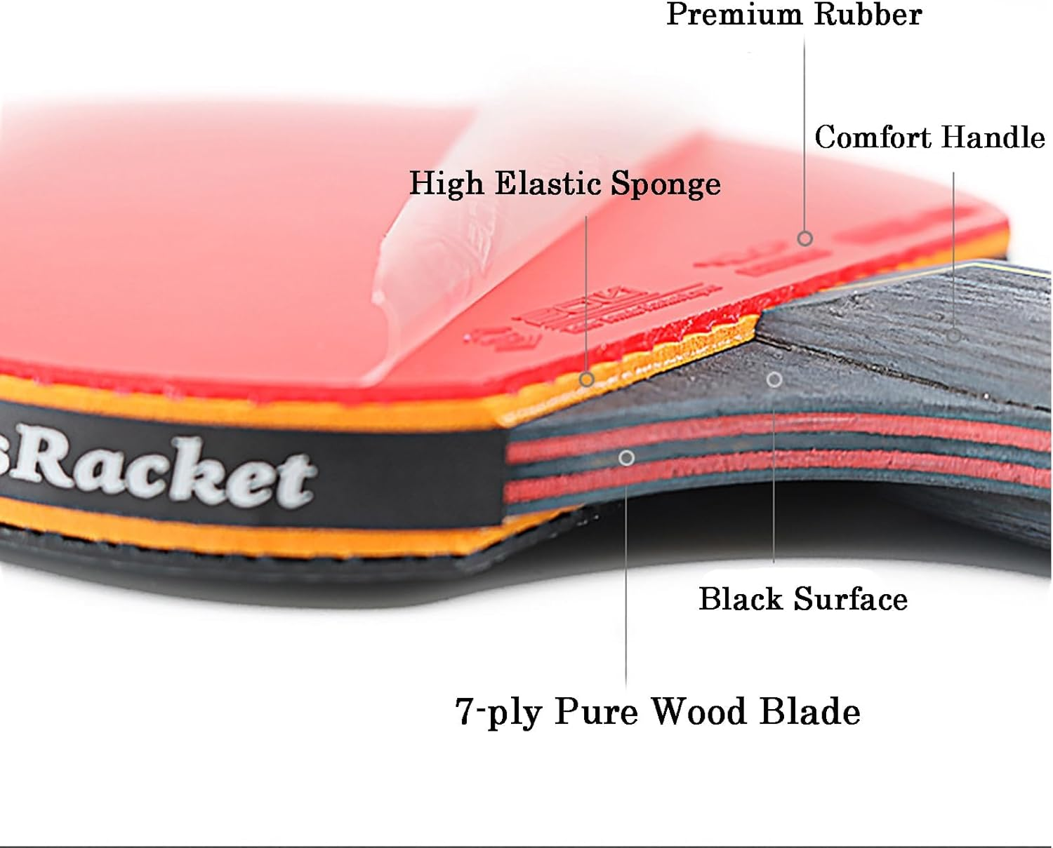 6 Star Ping Pong Paddles with Premium Rubber, 7-Ply Blade - Advanced Training Table Tennis Racket/Bat Set Includes Carry Case for Table Tennis image number 5