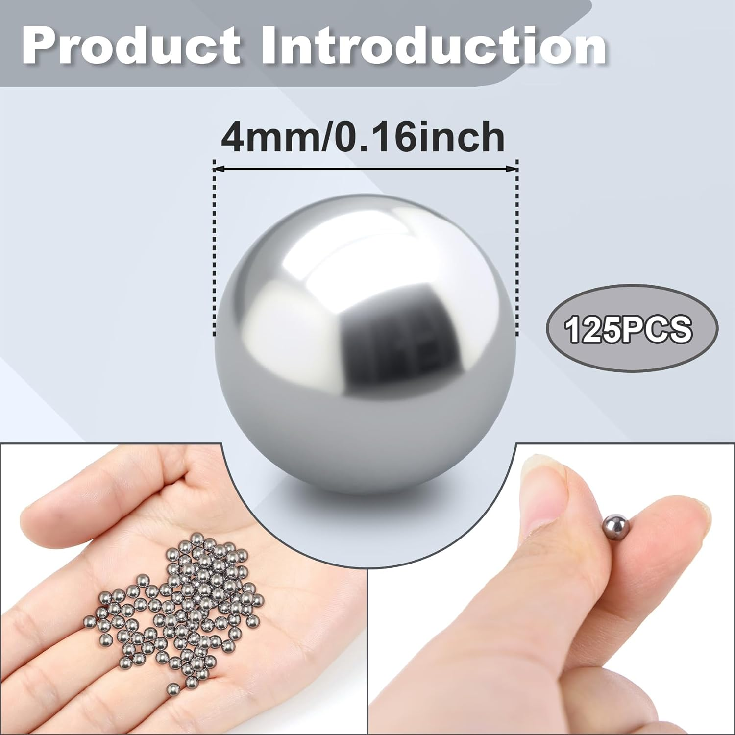 OIIKI 125 PCS Paint Mixing Balls, 316 Stainless Steel Ball for Mixing Paint, 0.16 Inch / 4 Mm Nail Polish Bearing Balls, Replacement Balls for Mixing Model Paints image number 2