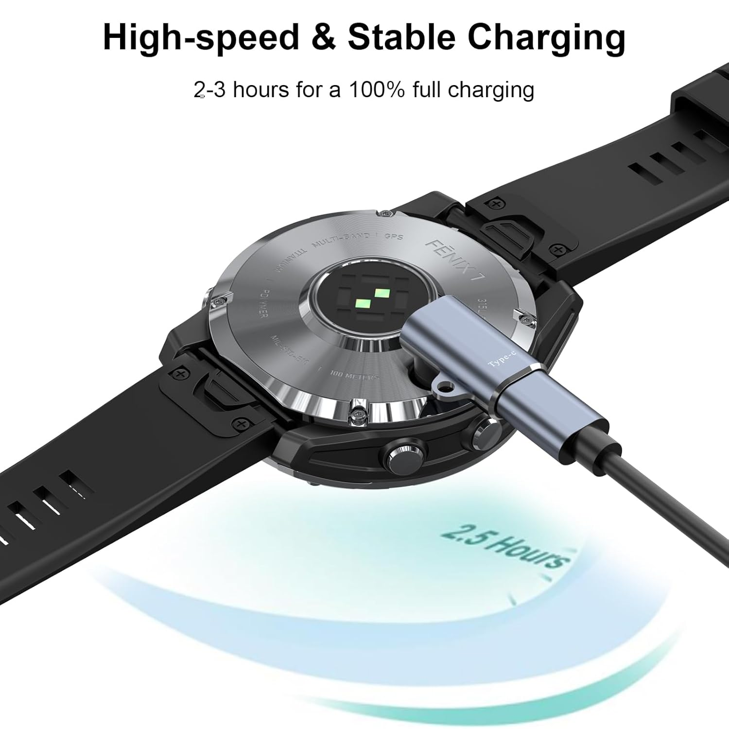 Meliya Charger Adapter for Garmin Watch, USB Type C Garmin Charging Cable Converter for Fenix 8 7 7S 7X 6 6S 6X 5 5S 5X, Forerunner 965 955 935 245 45S 165, Venu 3S 2 SQ, Instinct, Vivoactive 5 4 4S 3 image number 3