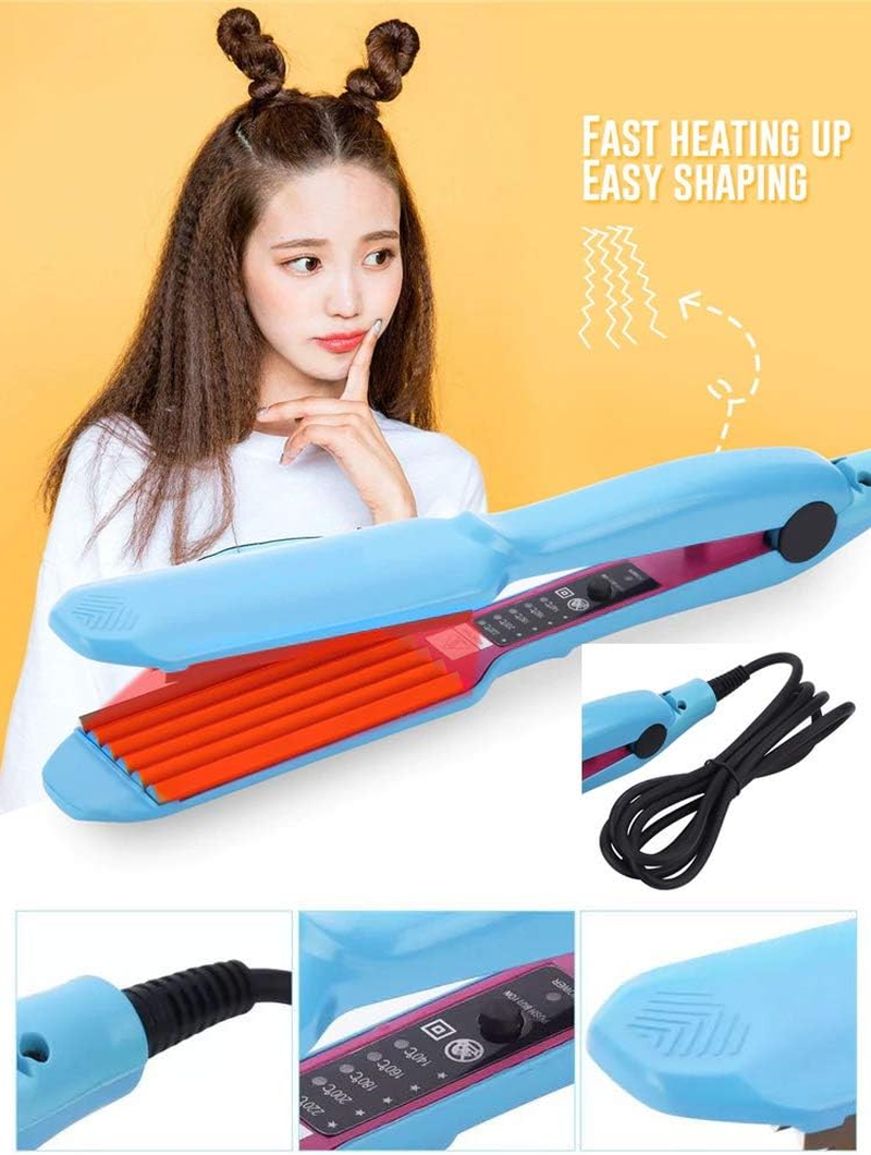 Fast Heating Ceramic Hair Corn Plate Curler Crimper Corrugation Curling Iron Wand Hair Heated Roller 2 in 1 Professional image number 2