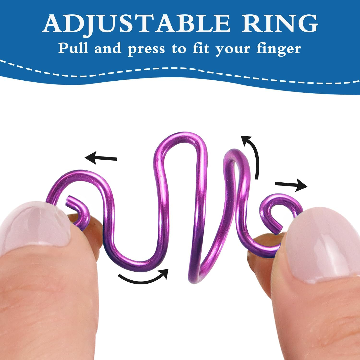 2Pcs Crochet Tension Rings for Crocheting, Adjustable Crochet Yarn Tension Ring, Crocheting Ring for Your Finger (Purple) - Purple image number 3