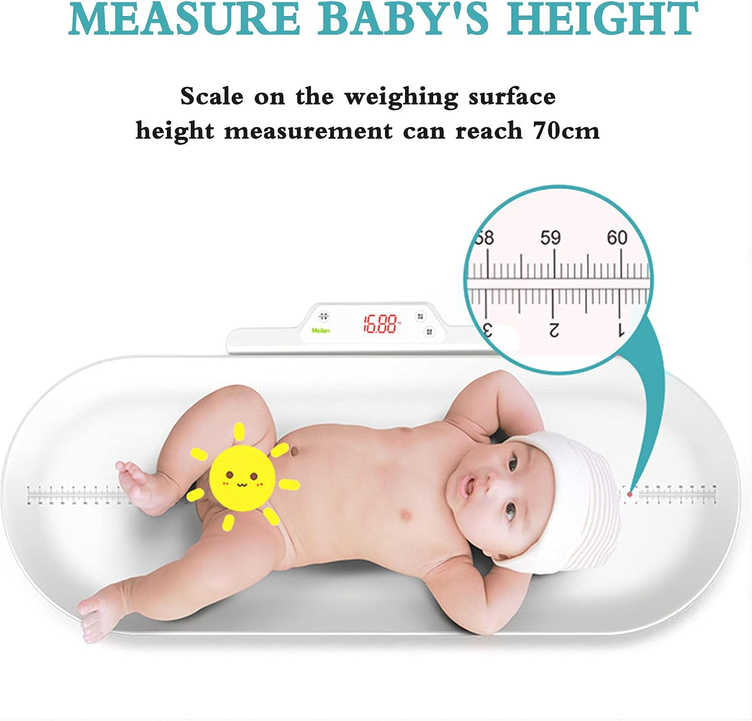 Baby Scale,Multi-Function Toddler Scale,Precision at 10G Measure Weight Accurately(Max: 220Lb) LCD Blue Backlight Comes with 2 AAA Batteries. image number 5