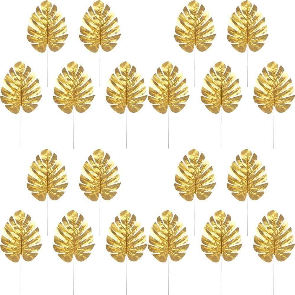 Artificial Leaves,Artificial Simulation Leaves with Stems Decor for Home Hawaiian Luau Party Jungle Beach Theme Party Decoration (10, Green)