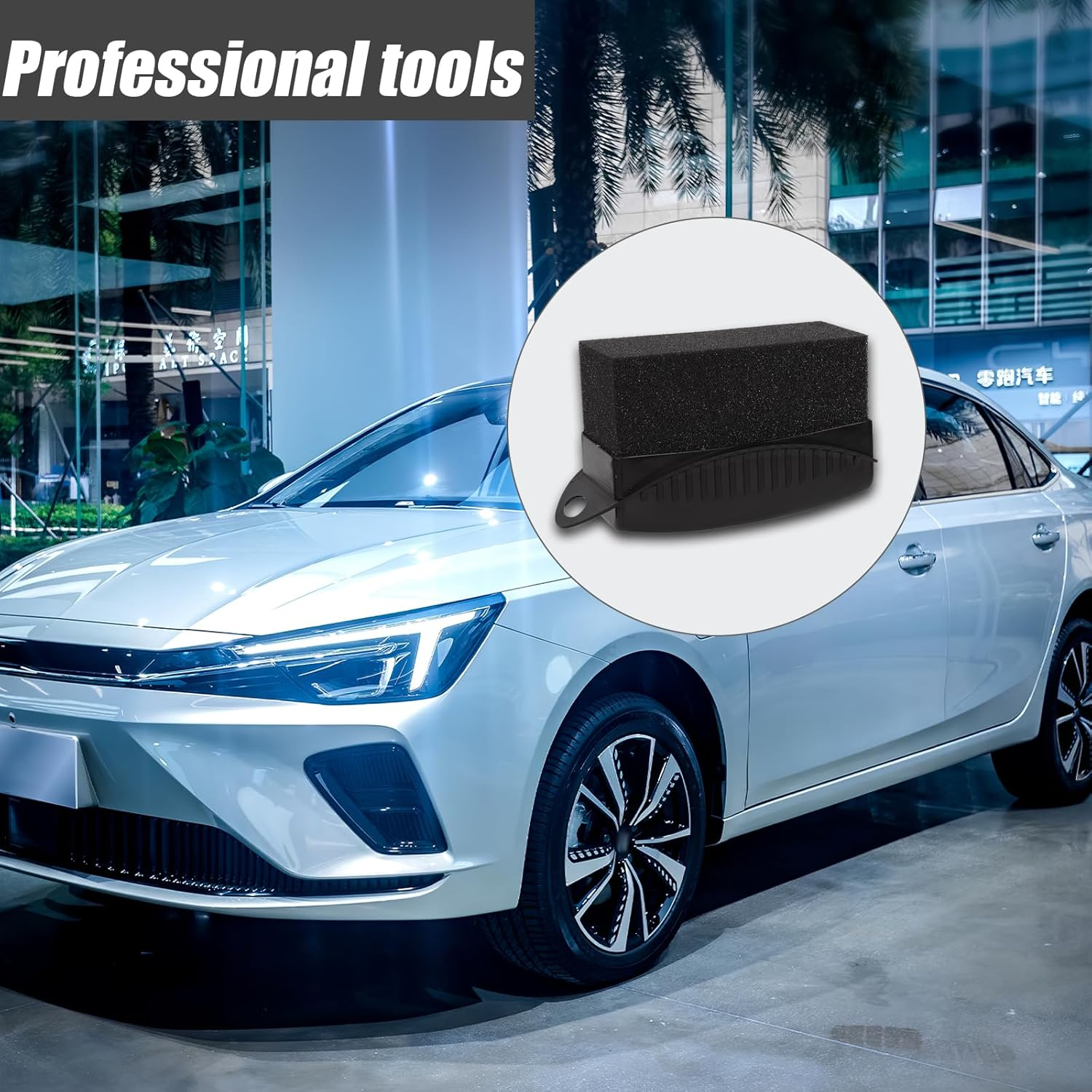 2Pcs Tire Shine Applicator, Reusable Tire Dressing Applicator Pad with Ergonomic Rectangular Box Auto Detailing Wheel Cleaner Tire Sponge Brush for Car Cleaning Supplies(Black) - Black image number 3