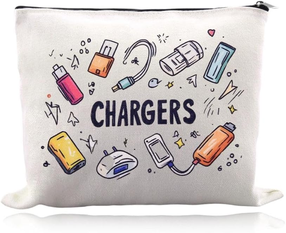 Chargers Organizer Bag for Women Men Portable Charger Cable Storage Bag with Zipper Travel Makeup Cosmetic Pouch Bags Toiletry Kit for Friends Daughter Son Birthday Christmas