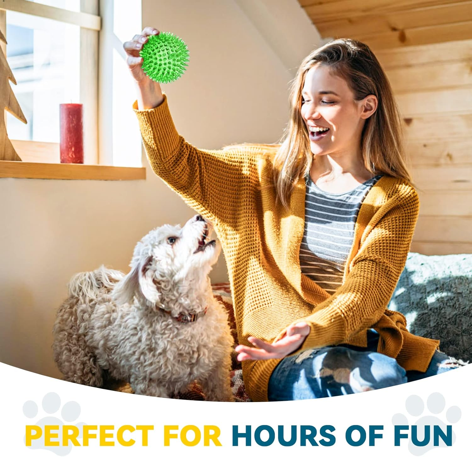 3.5&rdquo; Large Dog Toys Ball, 6 Pack Squeaky Dog Toys, Durable Dog Toys for Aggressive Chewers, Spiky Dog Ball for Clean Teeth and Training, Fetch Toys for Large Dogs, Puppy Chew Toys for Teething image number 6