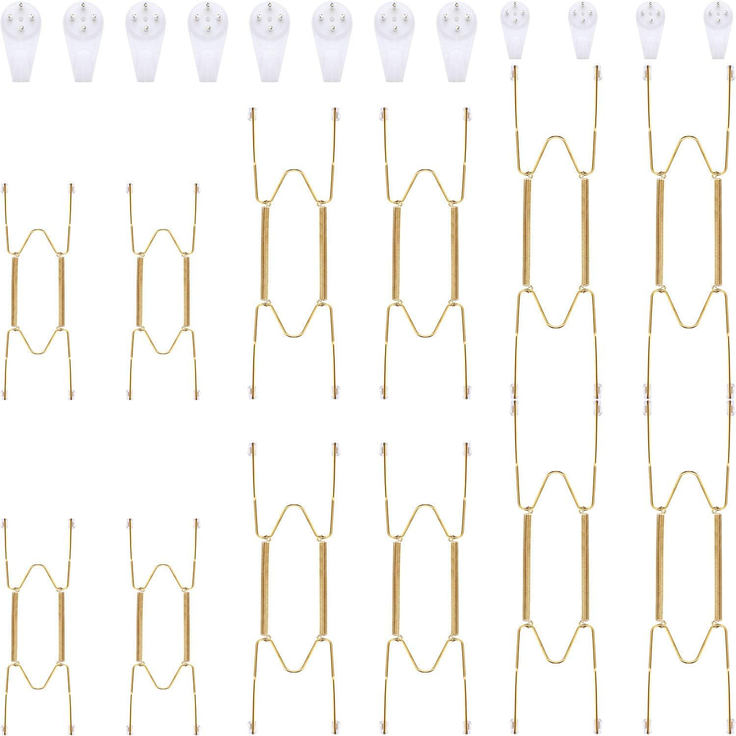 Hotop 12 Pieces Plate Hangers for Wall 6 Inch Stainless Steel Wire Invisible Plate Hangers Heavy Duty Display Holders with 12 Pieces Hooks for Wall Decorative(Silver)