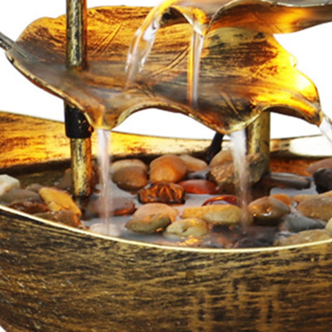 Water Feature Indoor Waterfall Water Feature Indoor Relaxation Indoor Waterfall Fountain Tabletop Water Fountain LED Light Office Room Desktop Decoration image number 5