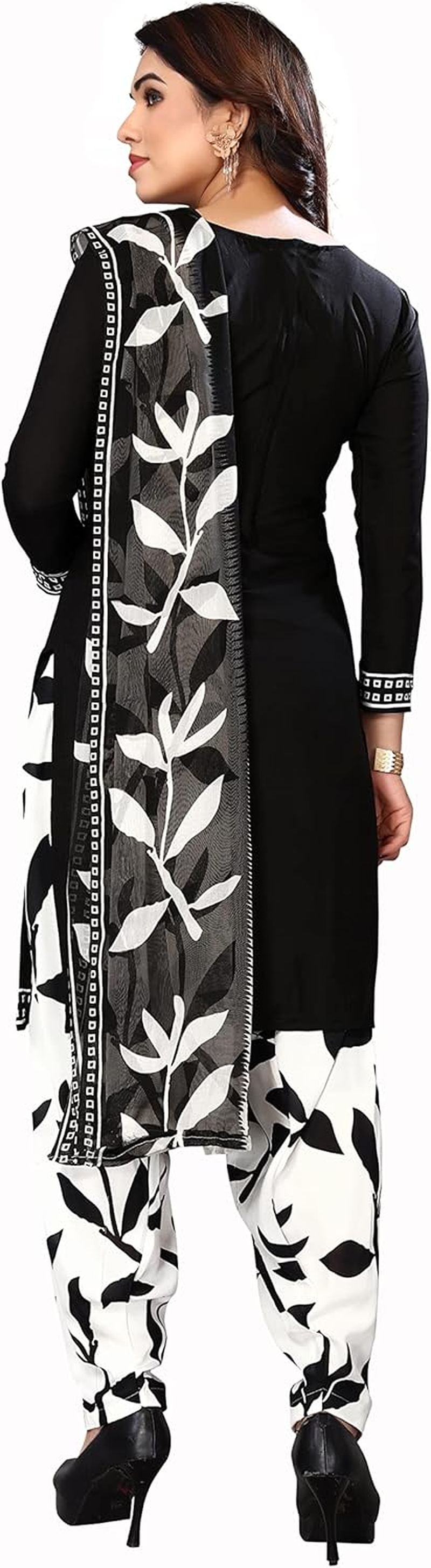 Yashika Women'S Crepe Printed Unstitched Salwar Suit Dress Material with Dupatta(New-Ekani BLACK), Black05, One Size image number 3