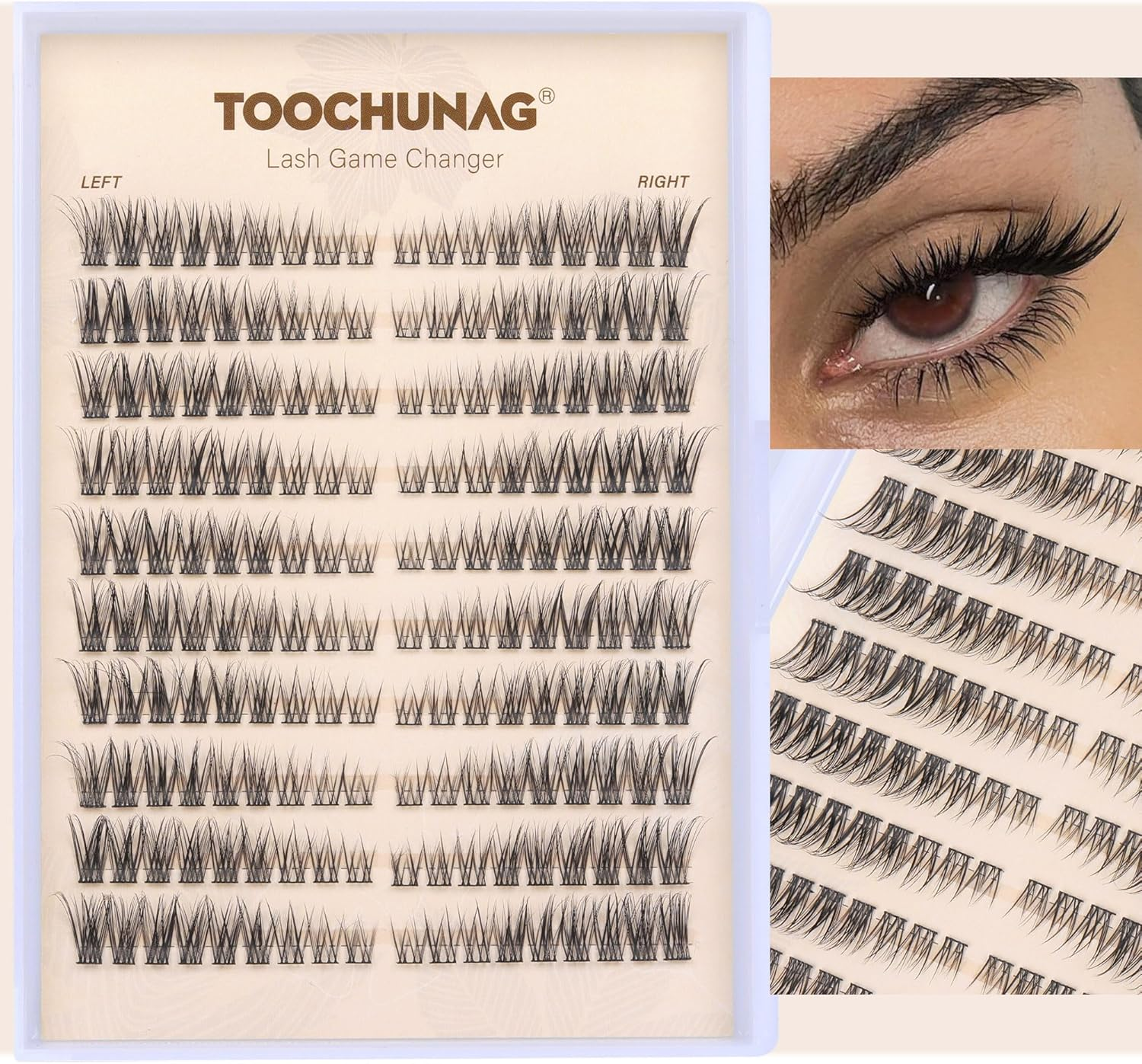 TOOCHUNAG Natural Lash Clusters 180Pcs Individual Eyelashes Wispy Cluster Lashes 7-15Mm C Curl Eyelash Clusters Left&Right DIY Individual Lashes Extension image number 1