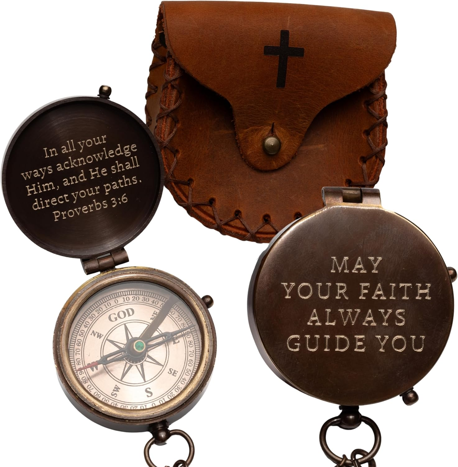 Sfdizayn Baptism Gifts for Boys - Engraved Working Handmade Compass with Scripture - Religious, Christian, Catholic, Christening, First Communion, Confirmation Gifts for Teenage Boys and Men image number 5