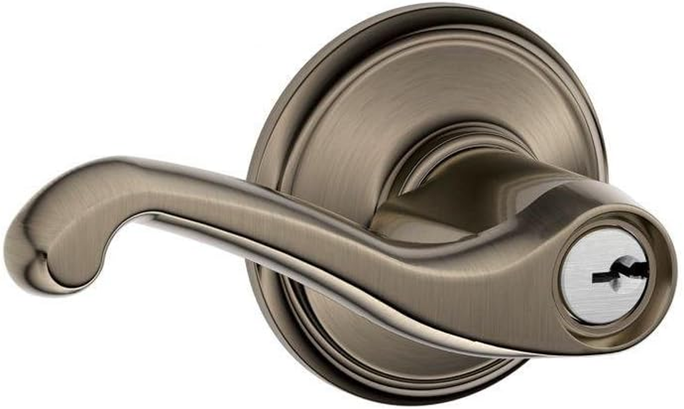 Schlage F51A BWE 622 COL Bowery Door Knob with Collins Trim, Keyed Entry Lock, Matte Black