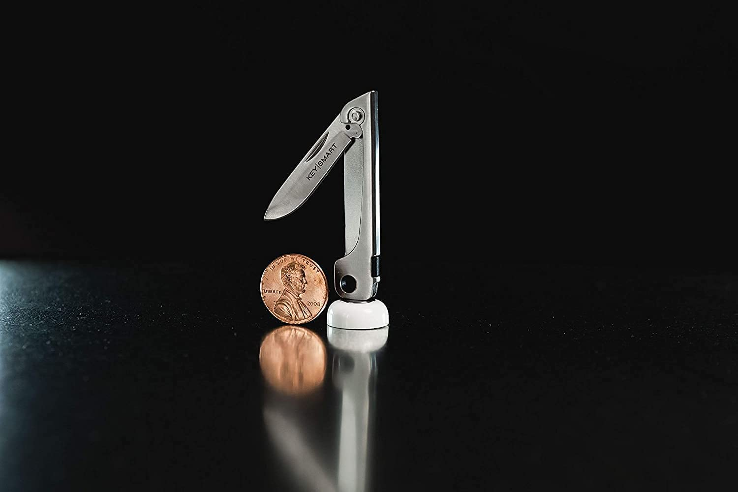 Keysmart Mini Knife - Keychain Pocket Knife, Compact Retractable Folding Safe Box Cutter with Stainless Steel, Add-On Accessory (Silver) image number 5