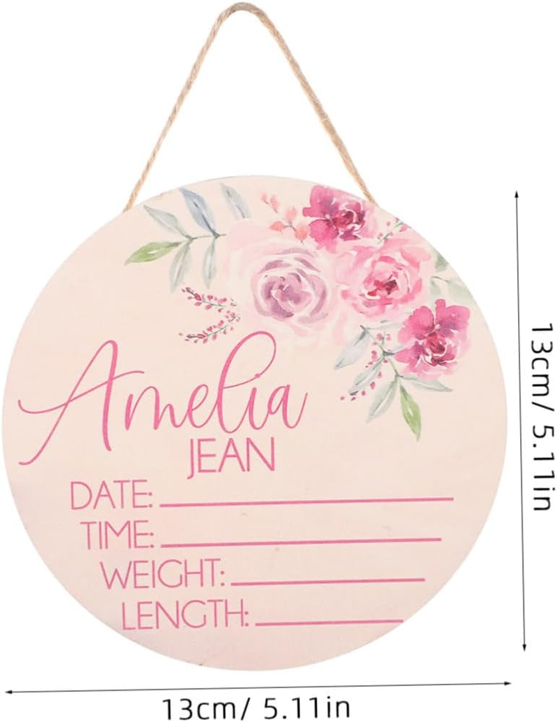 2Pcs Name Announcement Sign for Nursery Wooden Birth Announcement Board for Girls image number 5