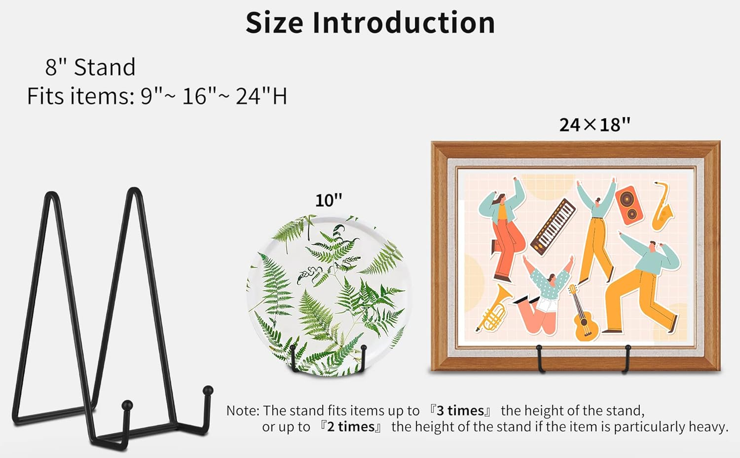 Ibosins 5 Pack 8 Inch Plate Holder Display Stands, Large Metal Black Frame Stand for Picture, Book, Photo Easel, Creation, Collectibles image number 7