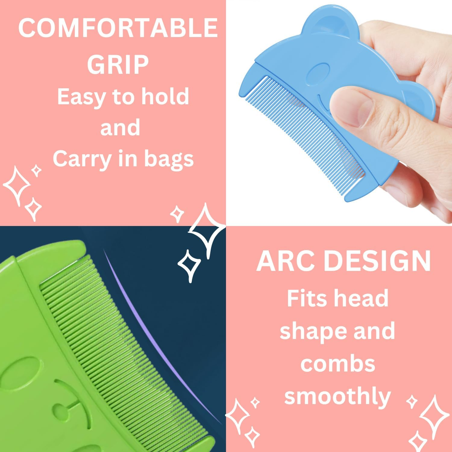 Baby Comb for Milk Scab, Newborn Hair Comb, Baby Hair Brush with Soft Teeth, Comb against Milk Scab Baby Child, Assorted Colours (Green (1 Piece)) - Blue - Comb And Brush image number 5