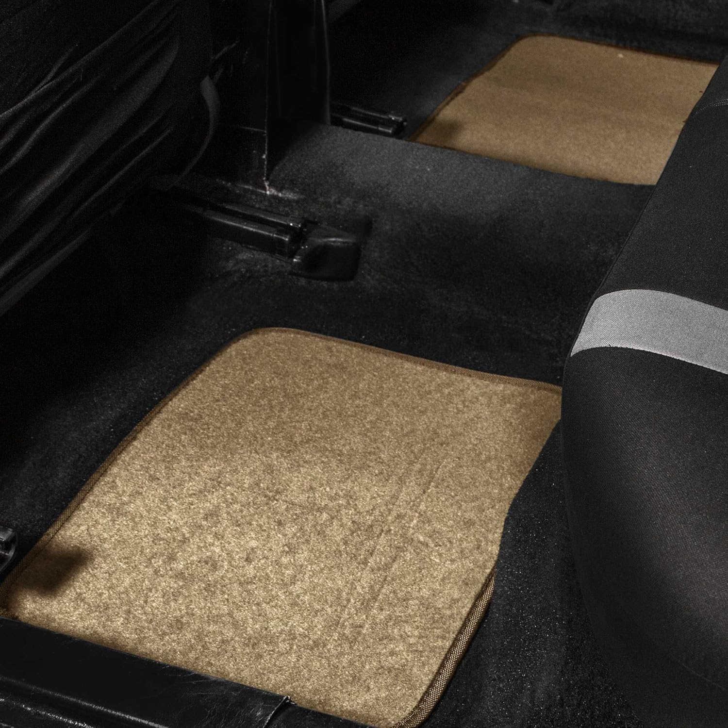FH Group F14403BEIGE Beige Carpet Floor Mat with Heel Pad (Deluxe)