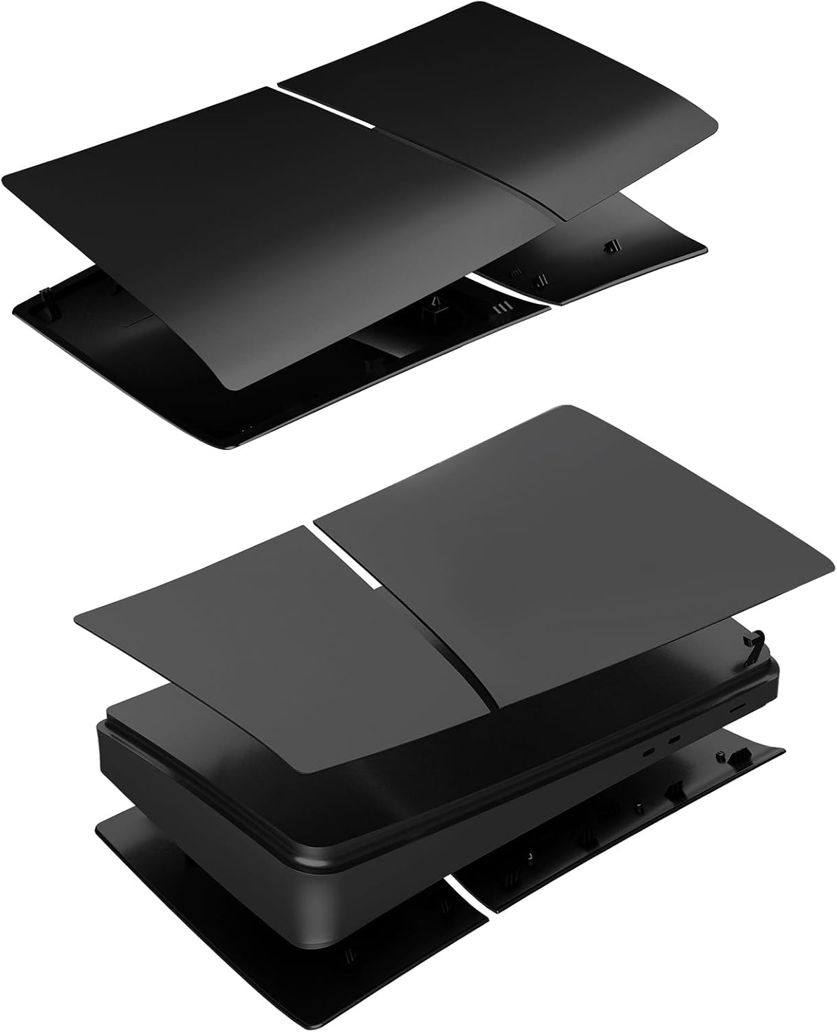 Slim Digital Edition Cover Plates for New PS5 Slim Console, Shell Panels Compatible with New Playstation 5 Slim Accessories Protective Replacement Faceplate (Black)