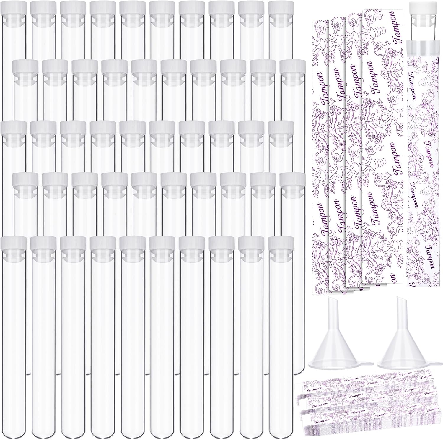 Copkim 152 Pcs Tampon Set Included Reusable Plastic Tube for Women Tube Containers Tampon Reusable Wrappers Funnels for Cruise Event(Novelty Style) image number 1