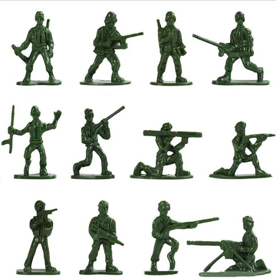 HAPTIME 100 Pcs Various Pose Toy Soldiers Figures, Army Men Green Action Figures for Kids Children image number 2