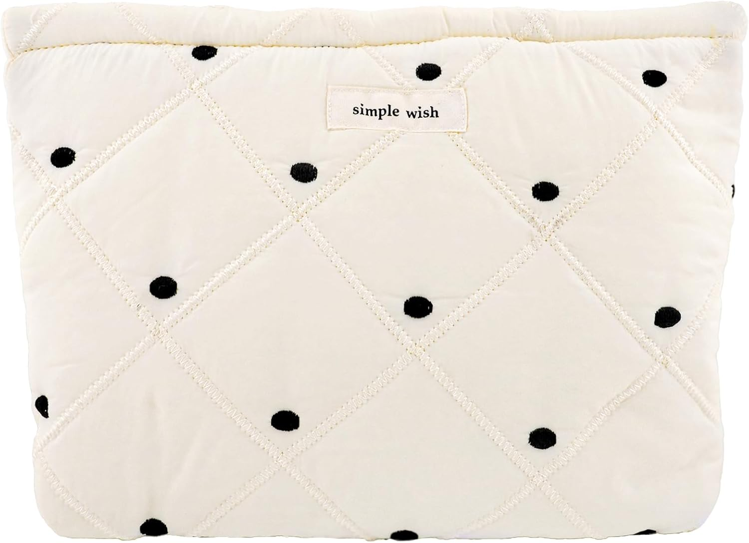 Sminra White Makeup Bag Small Nylon Cotton Quilted Cosmetic Makeup Bag Organizer, Aesthetic Floral Waterproof Portable Pouch Purse Toiletry Bag for Women Girls Travel Accessories, White Lace-S,