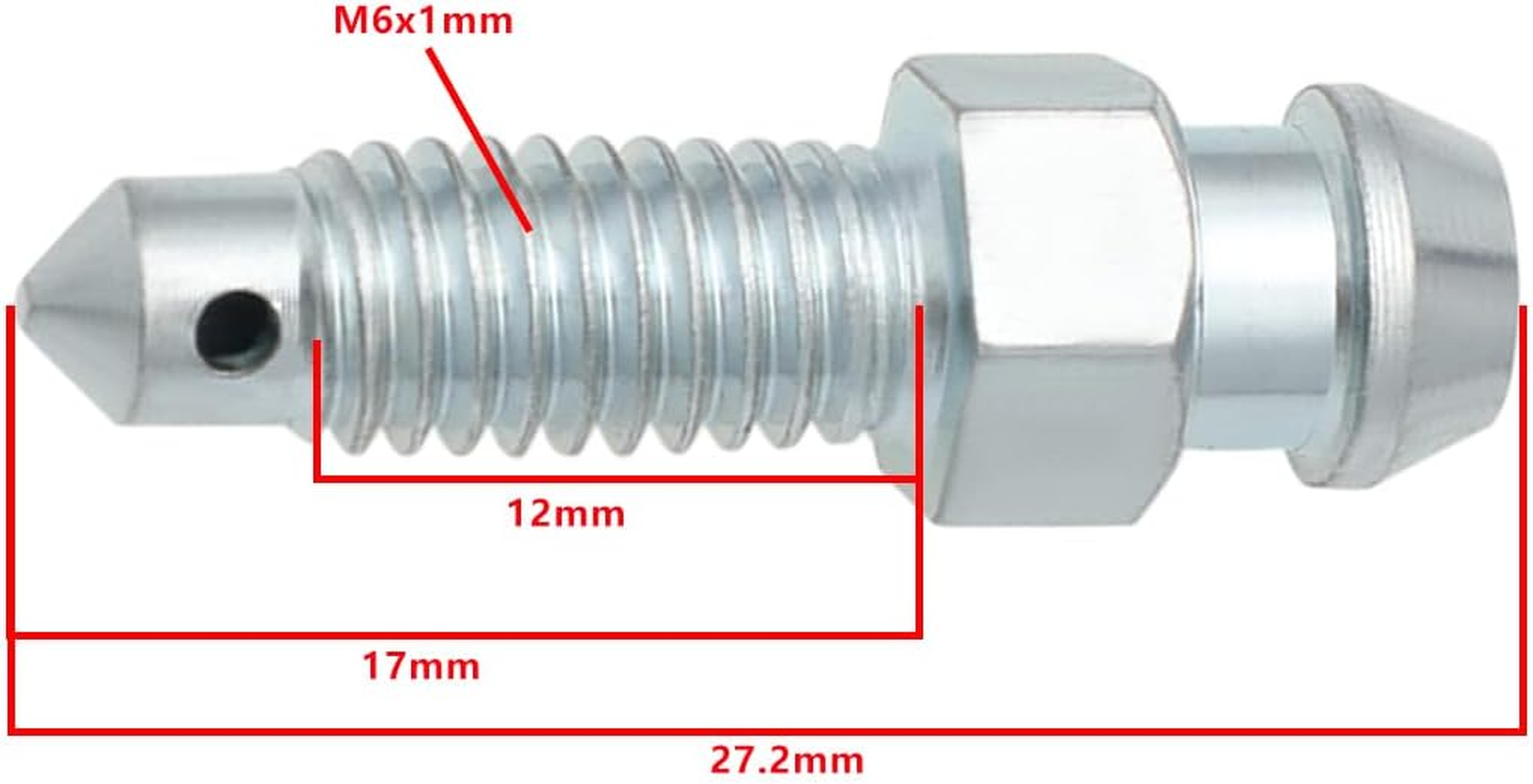 Ecsing 10PCS Metric Brake Caliper Bleed Nipple M6X1Mm Total Length 27.2Mm Hexagonal Lower Thread Total Length 10Mm for Preventing Brake Fluid Leaks image number 6