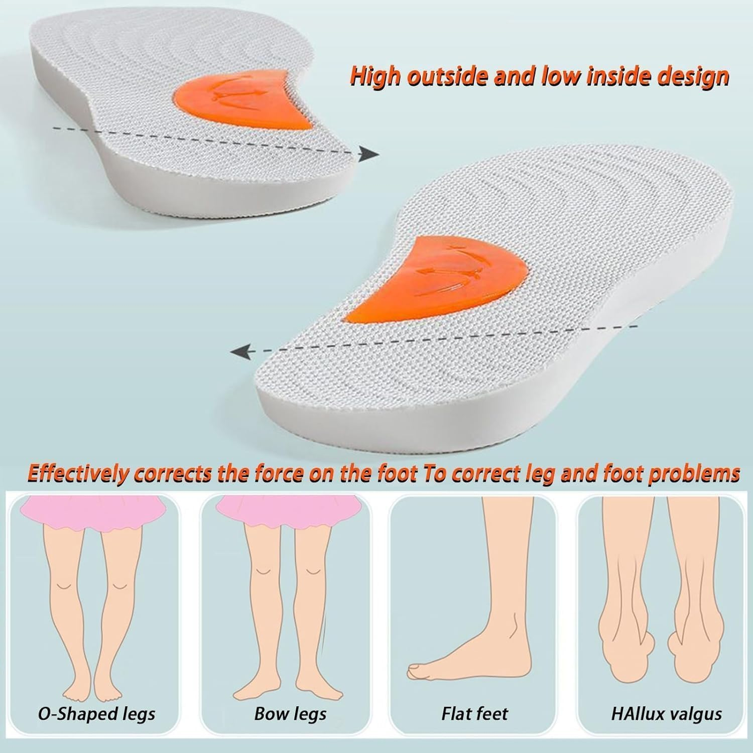 O/X Leg Orthopedic Insoles,Supination & over Pronation Corrective Shoe Inserts for O/X Type Legs,Flat Feet,Foot Alignment,Knock Knee Pain,Over Pronation (39) image number 2
