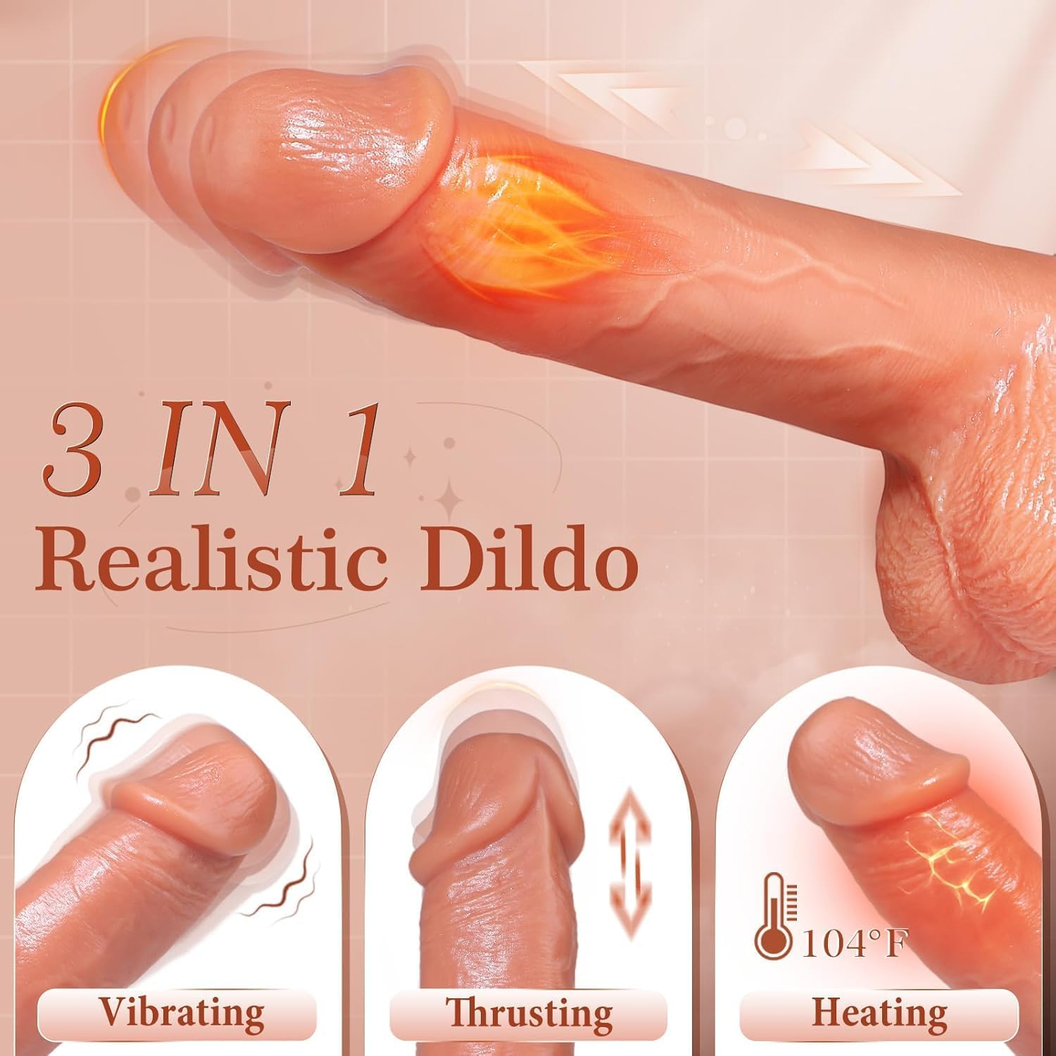 Dildo Thrusting Realistic Vibrator - Vibrators Female Toys for Fun，Silicone 21CM Suction Cup Fake Penis G-Spot Stimulator and Couple Pleasure with 5 & Vibrating Mode image number 1