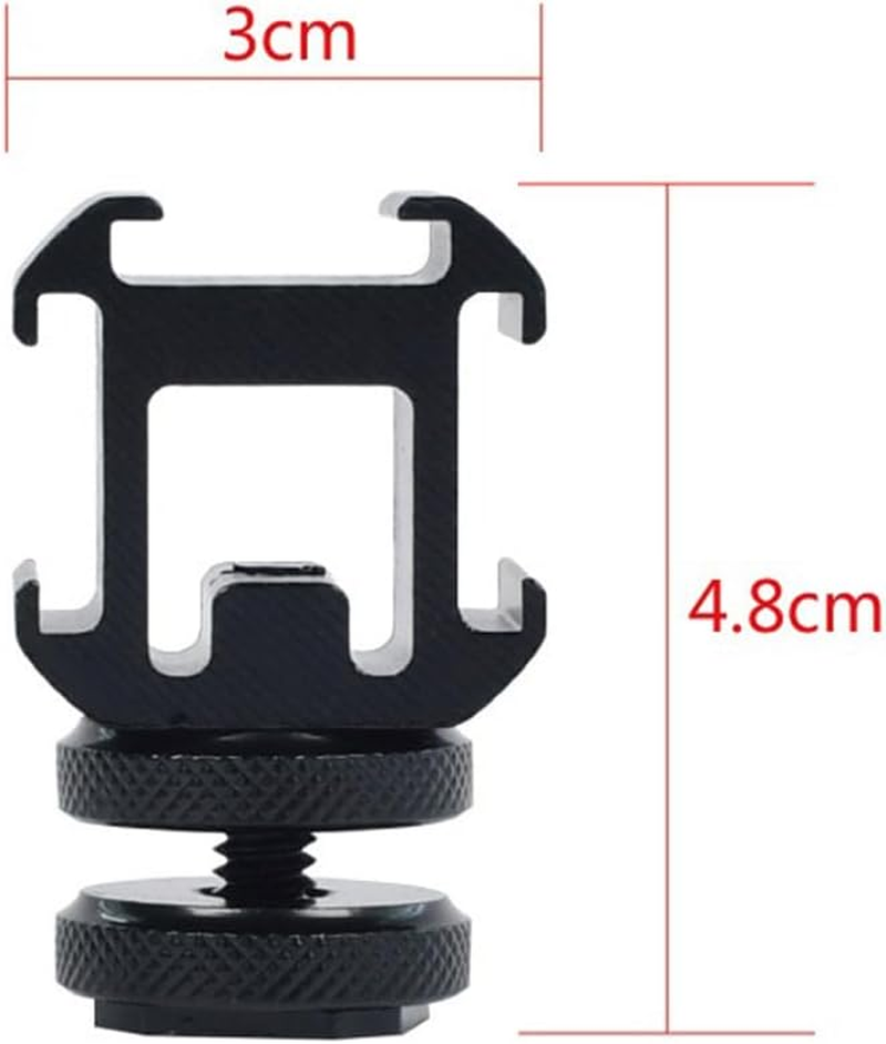2 Pack Camera Flash Hot Shoe 1/4 Inch Screw Adapter Three Cold Shoe Mount for DSLR Video Photography image number 1