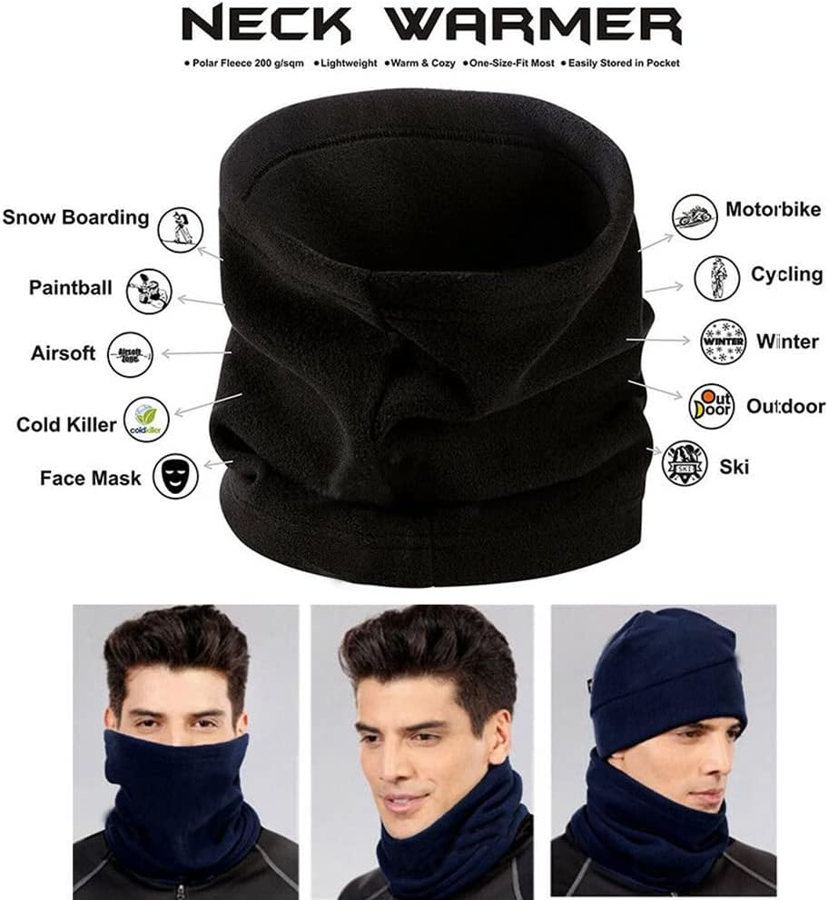 BIGTEDDY Winter Warm Fleece Snood Scarf Neck Warmer Beanie Hat Ski Balaclava Men Women - Dark Blue image number 5