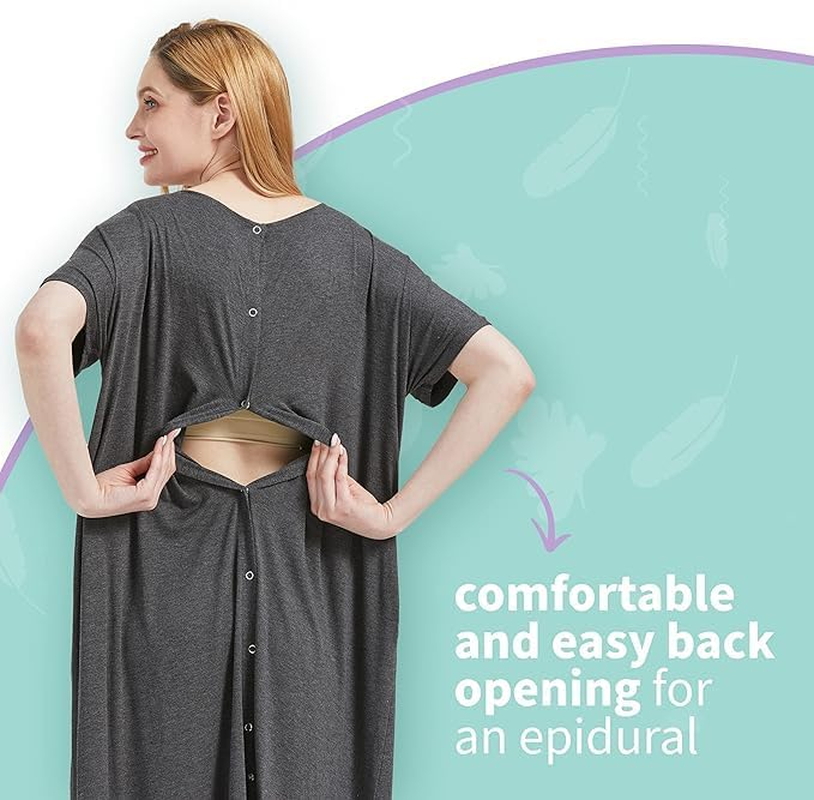 Mama & Wish Labor and Delivery Gown 3 in 1 Labor, Delivery and Nursing Gown for Hospital Made with Ultra-Soft Fabric image number 1