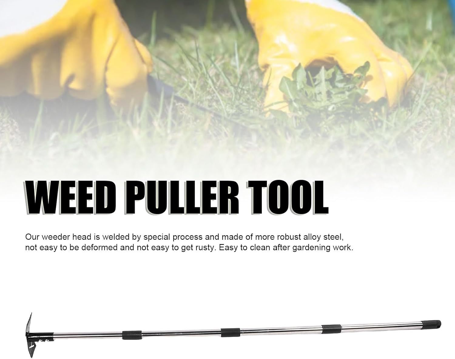 Oreilet Weed Puller Tool, 16 Inches to 60 Inches Long Handle Standing Detachable Hand Weed Remover Tool for Garden Patio Farm, Stand up Weeding Tool image number 2