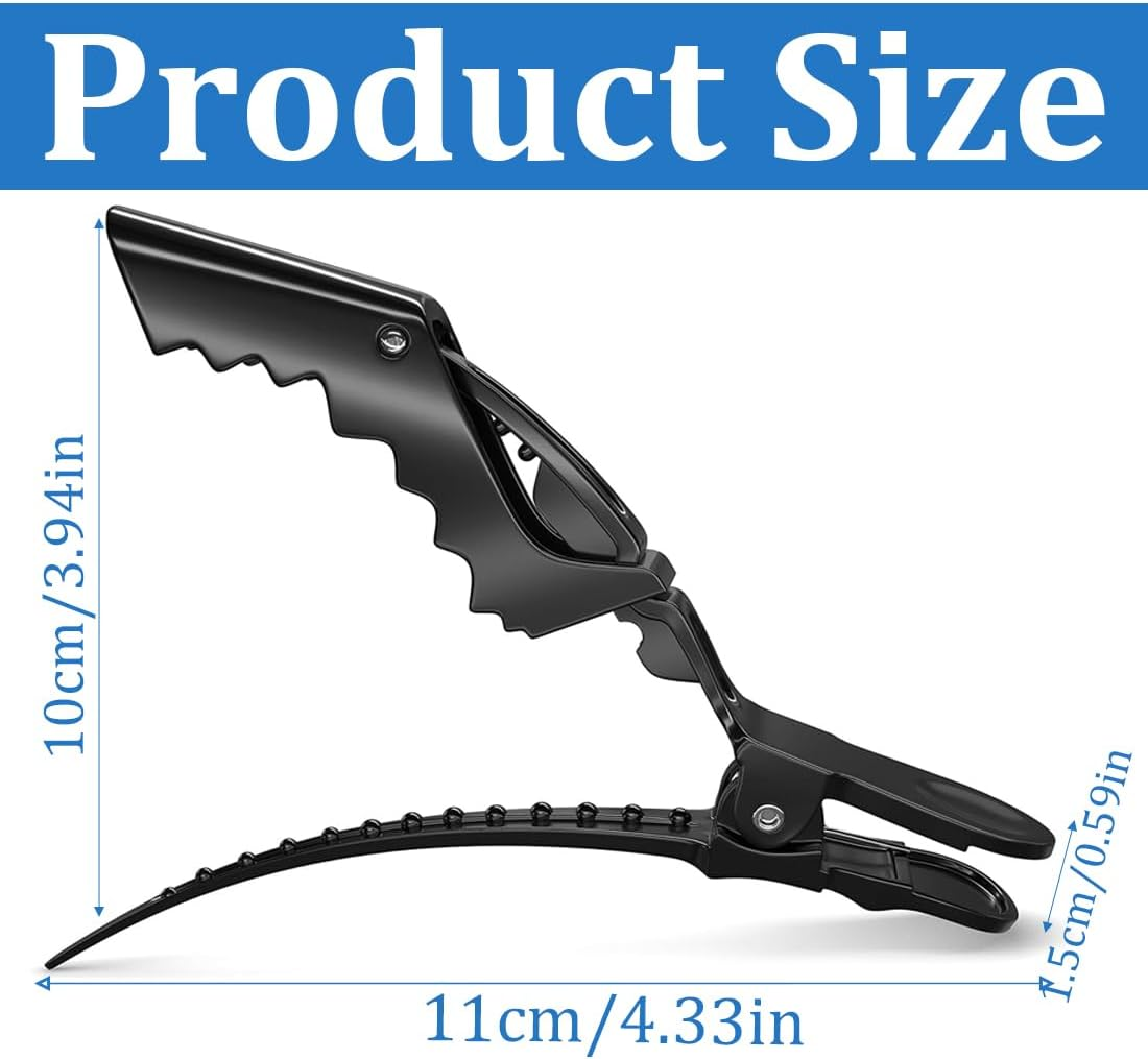 LAKJUOZ Hairdressing Hair Clips, Pack of 12, Plastic Hair Clips, Hairdresser Clips with Non-Slip Handle and Wide Teeth for Women and Girls, Professional Hairdressing Clip (Black) image number 2