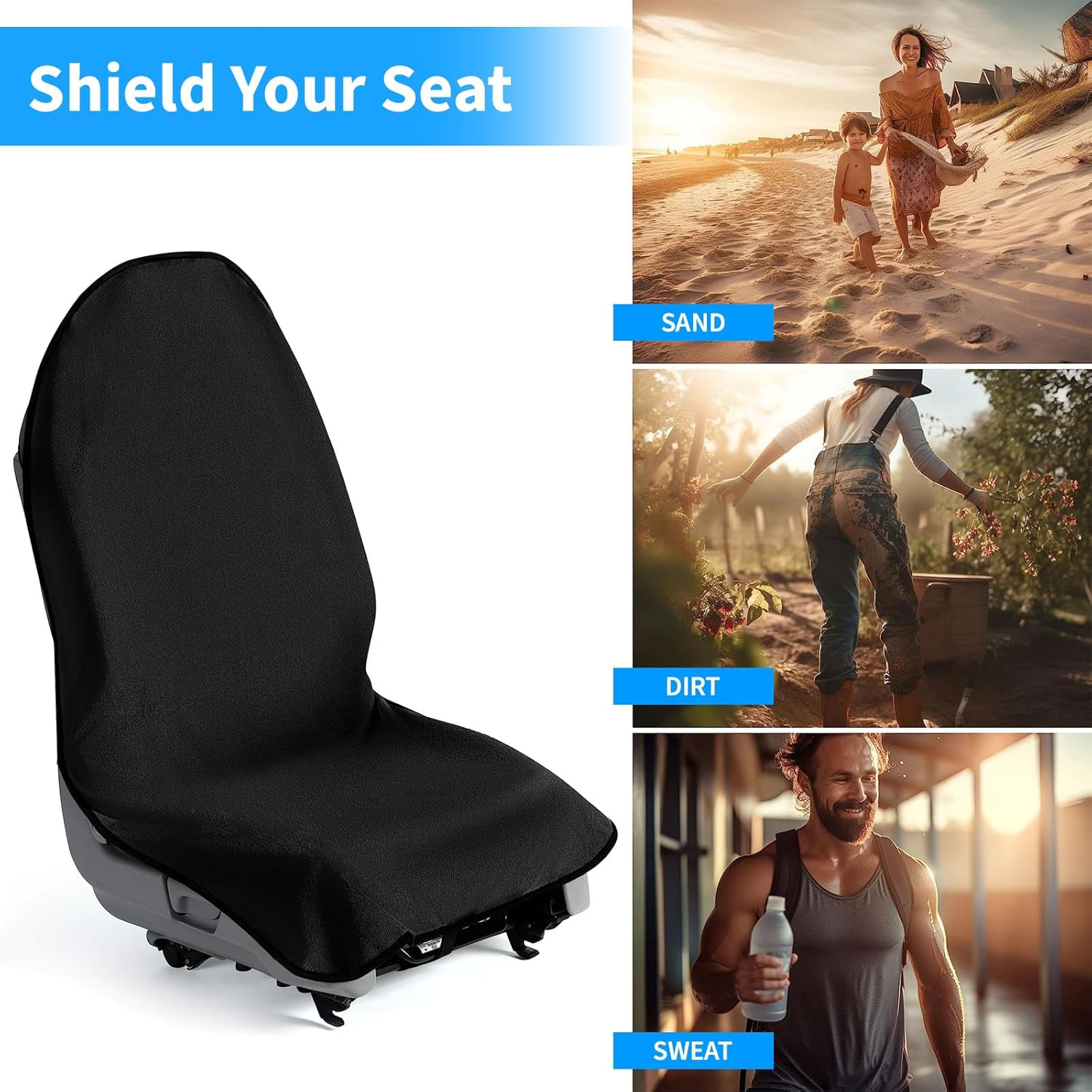 MAEZOE Waterproof Sweat Towel Seat Cover for Car Truck, Universal Fit Anti-Slip Bucket Seat Protector for Post Gym Workouts, Running, Swimming, Beach, and Hiking image number 5