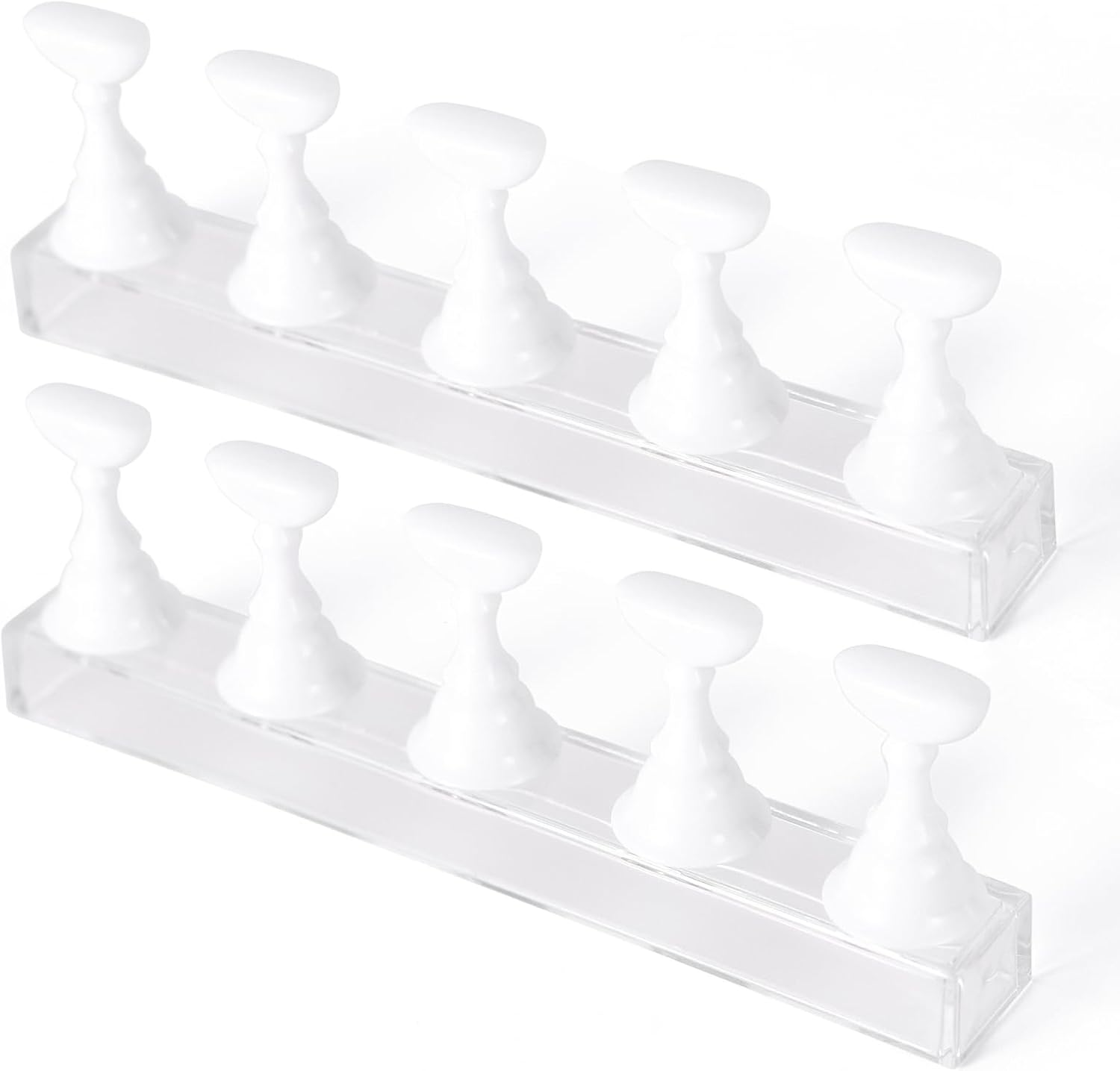 KADS 2 Sets Nail Display Stand Nail Practice Holder Magnetic Fake Nail Tips Holder for Press on Painting Nail Art Stand Manicure Design Tool for Salon and Home Use, White - Pink 1 image number 2