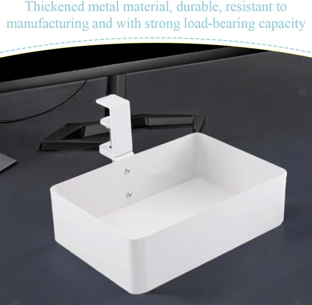 Under Desk Drawer,Metal Drawer Organizer,Under Desk Drawer Organizer,Pencil Drawer Trayfor Office Supplies and Home Essentials,For Home,Office,No Drill,360 Swive (White) image number 4