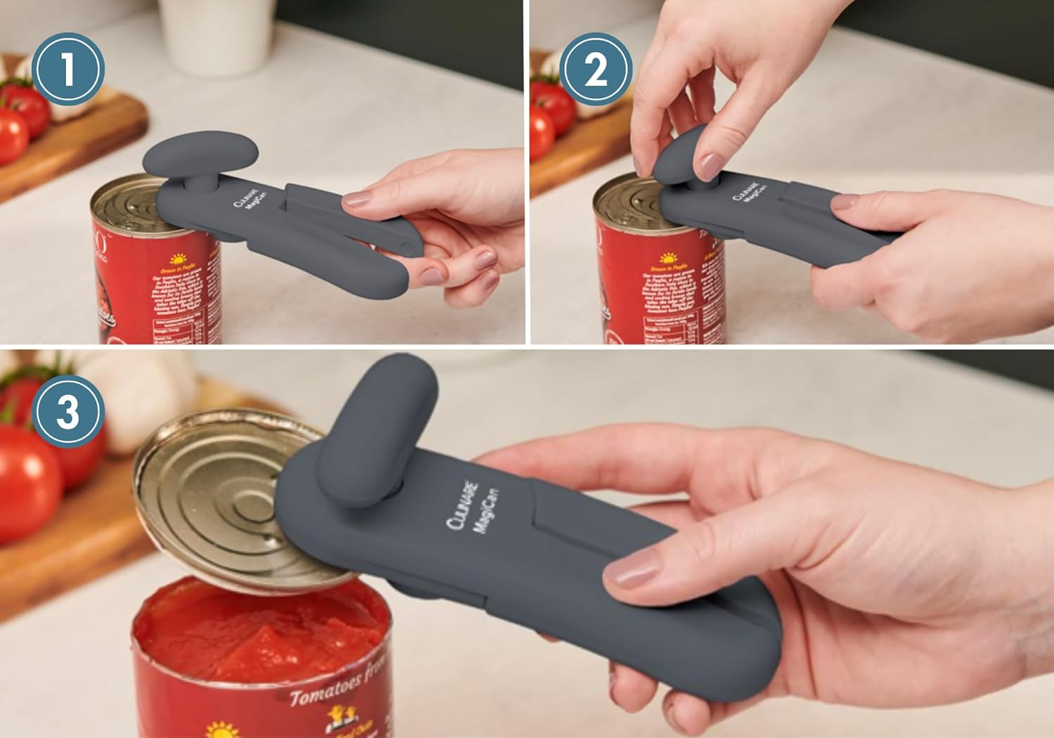 Culinare Magican Tin Opener, Grey, Plastic/Stainless Steel, Manual Can Opener, Comfortable Handle for Safety and Ease image number 2