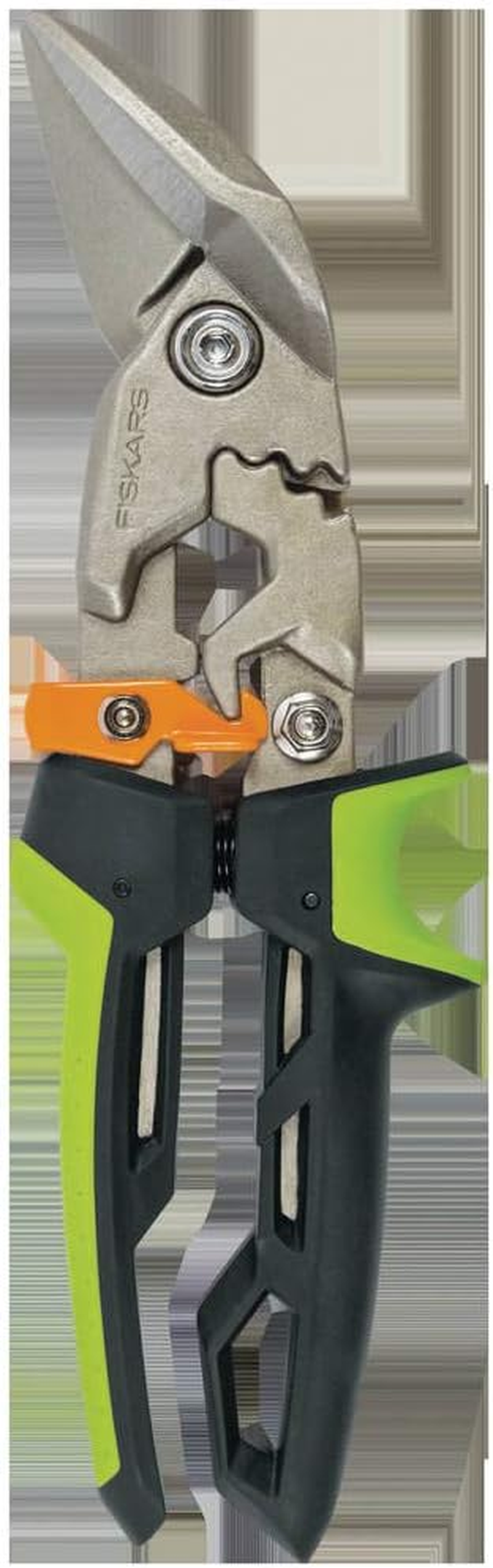 Fiskars Powergear 1027210 Tin Shears Offset Right Cut up to 40% More Strength 10" Heat Treated Steel/Plastic Black/Green/Orange image number 2