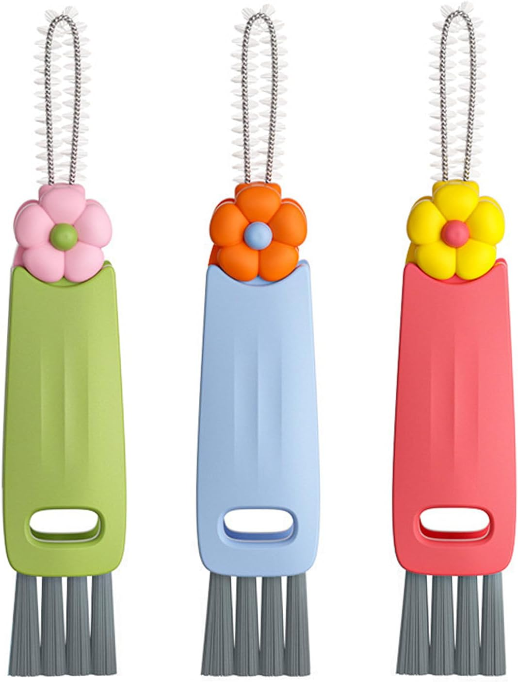 HRXFOZ 3 in 1 Cup Lid Cleaning Brush,Crevice Cleaning Brush for Bottle Gap Tight Spaces Cup,3 in 1 Multifunctional Cleaning Brush Portable Cup Lid Cleaner with Brush (3 PCS)