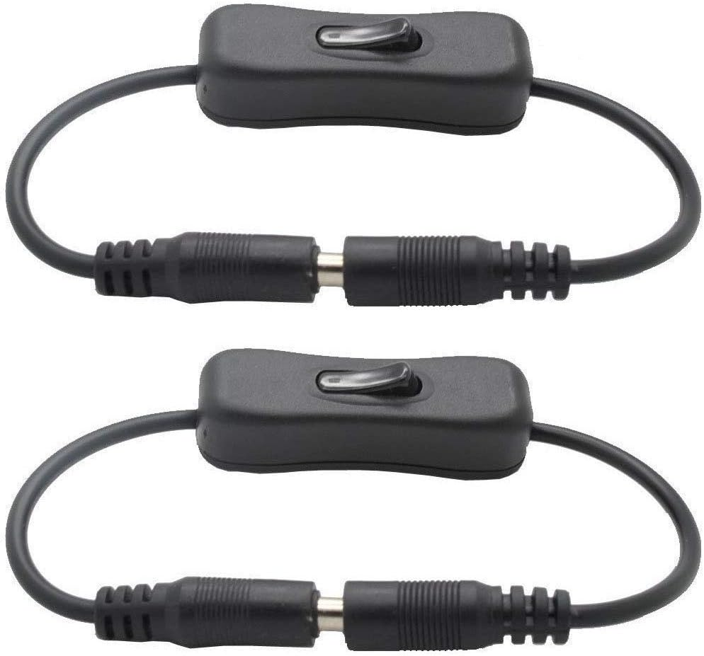 2Pcs LED Strip Light Inline On/Off Switch Cable DC Jack (5.5X2.1Mm) Male to Female Connector, 12V Inline Rocker Switch DC Power Adapter Connector
