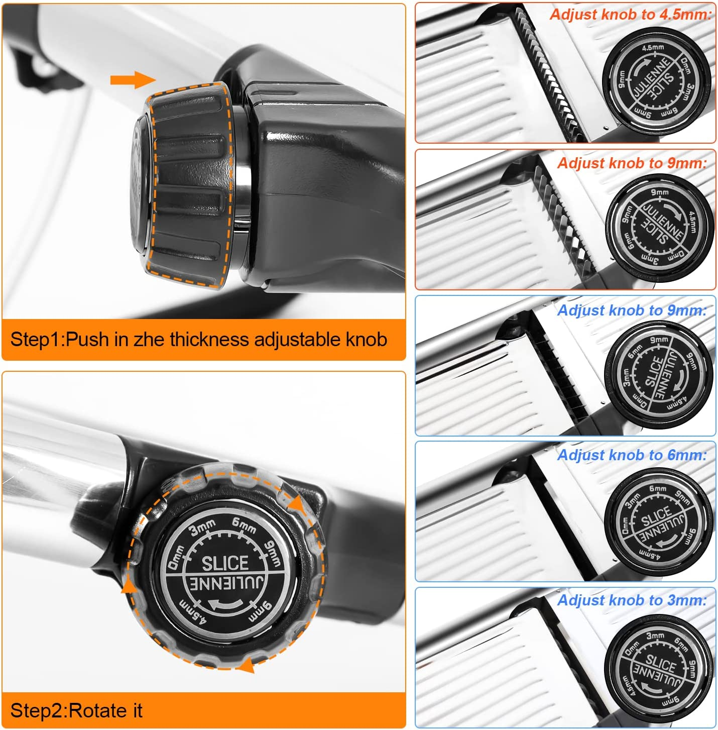 Adjustable Mandoline Food Slicer Vegetable Slicer Fruit Cutter Stainless Steel Kitchen Julienne Slicer for Kitchen Waffle Fry Cut Potato Chip Vegetable Onion Cheese French Fry image number 1