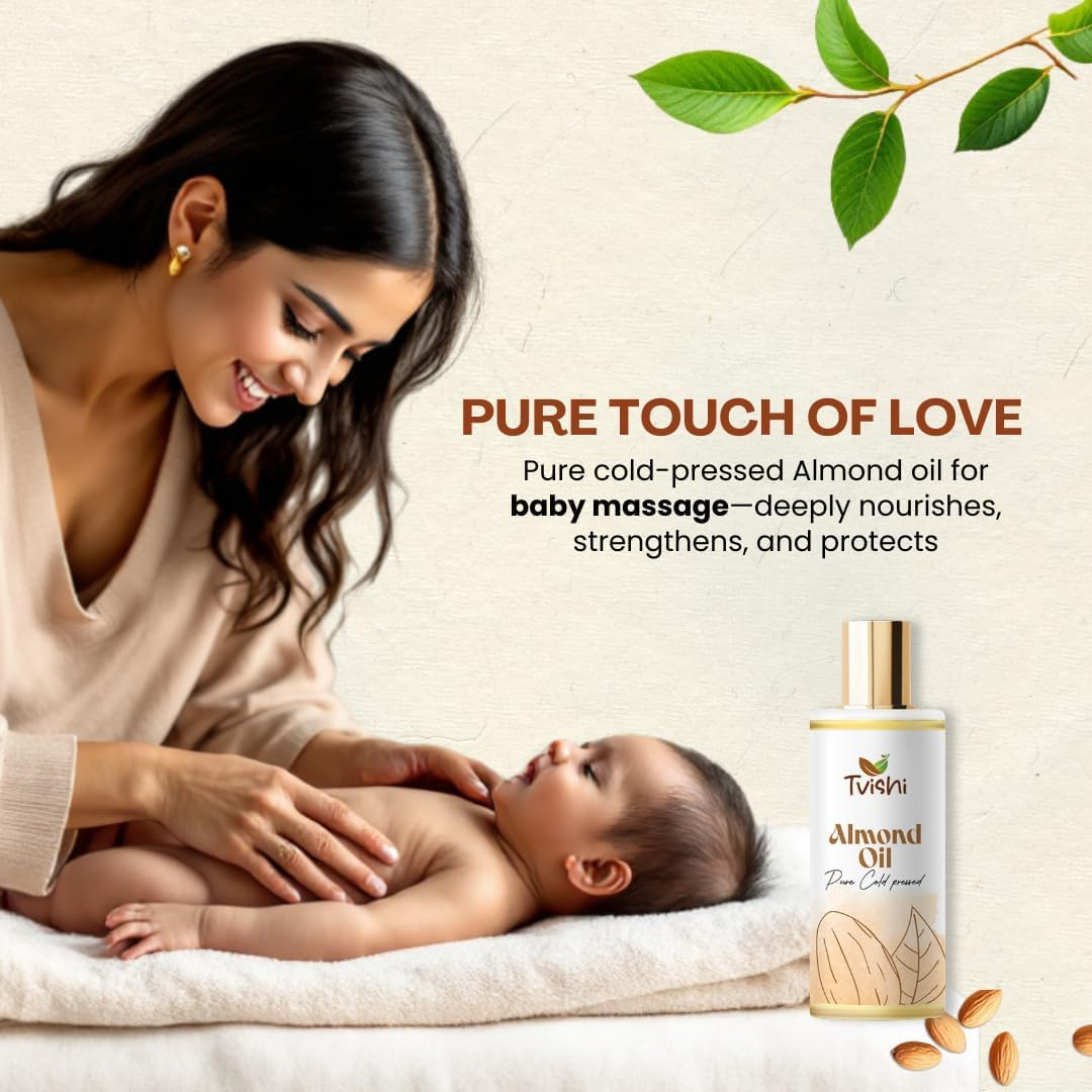 MANTRAMART Natural Cold-Pressed Almond Oil 100 Ml | 100% Pure Sweet Almond Oil for Skin & Hair Care image number 2