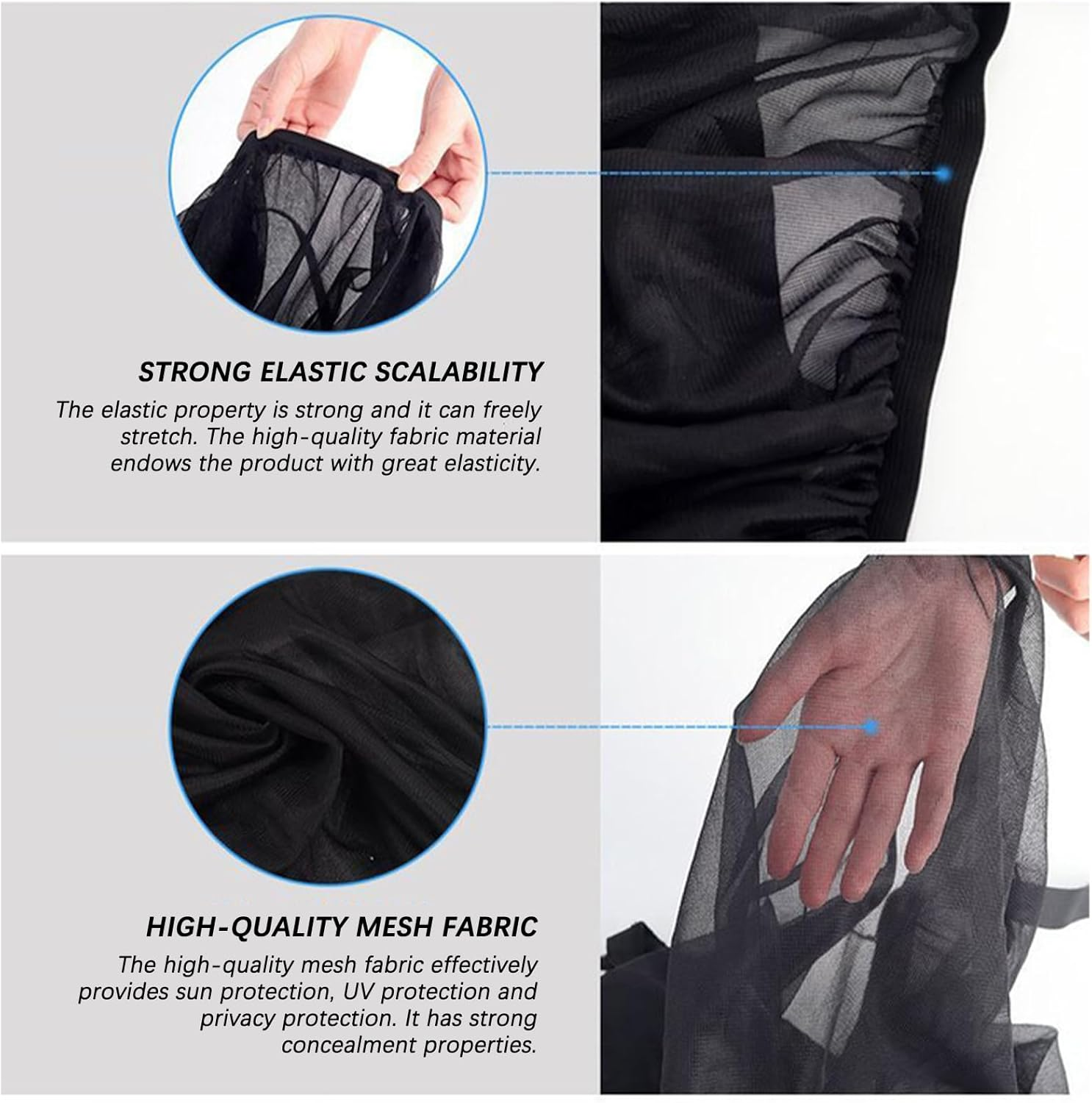 2Pcs Car Window Shade for Baby Universal Fit Adjustable Breathable Mesh Car Curtains Rear Door Window Net Outdoor Camping Netting Large Size image number 4