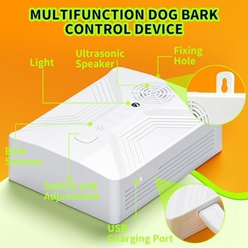 Anti Barking Device, Ultrasonic Dog Barking Control Devices up to 50 Ft Range with 3 Modes, Rechargeable Dog Barking Silencer (White-1) image number 2