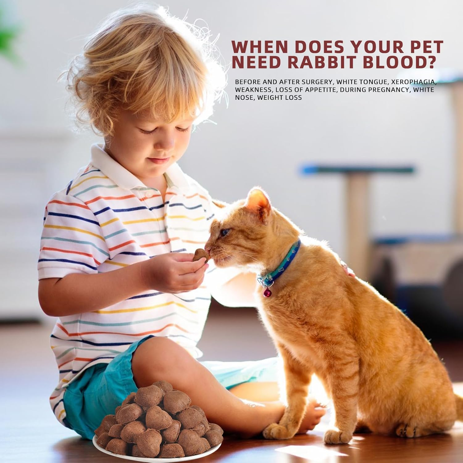 Freeze-Drieds Rabbit Blood in Heart Shape,High Protein Freeze-Dried Pet Food for Dogs Cats, Supplemental Iron.Fresh Ingredient Snacks, 2.1 Oz.S image number 3