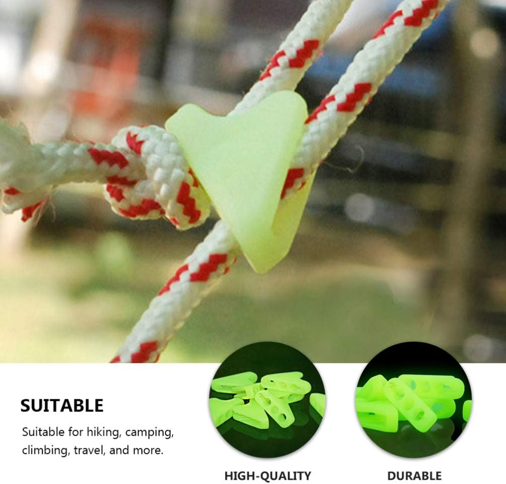 CLISPEED 20Pcs Wind Rope Buckle Fluorescent Glow in the Dark Tent Rope Cord Tensioner Adjuster for Camping Hiking Backpacking image number 3