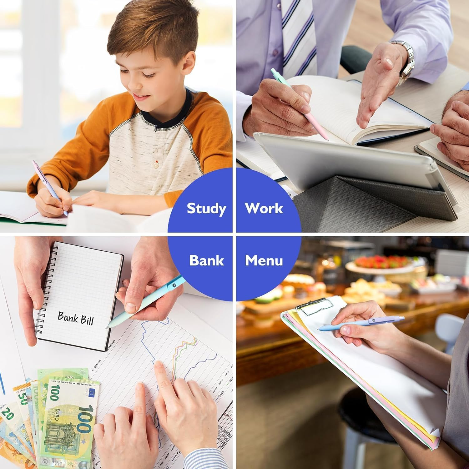 5 Pcs Gel Pens,Quick Dry Black Ink,0.5Mm Fine Point Smooth Writing Pens,Multicolor Ballpoint for Journaling, Drawing, Doodling, and Note Taking (Multicolor-5P) image number 1