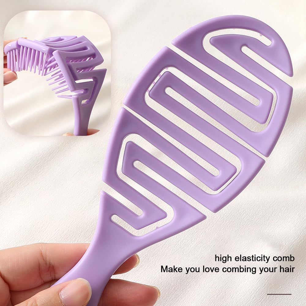 Organic Hair Brush without Pulling for Women Men Children Dry & Wet Detangler Brush for Curls Long Short or Straight Hair Scalp Massage Brush Professional (Purple) image number 3