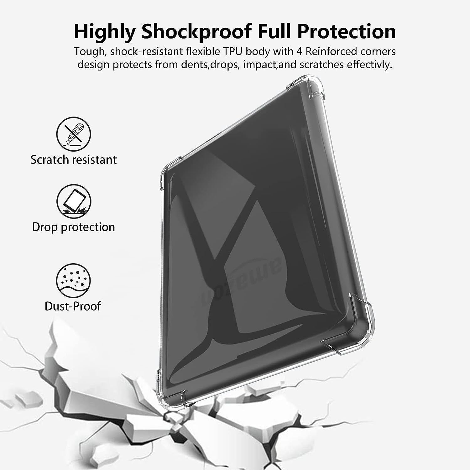 Aircawin for 6'' All-New Kindle Case Clear 2019,Clear Case for Kindle Paperwhite 10Th Generation 2019,Shockproof Ligthwheight Transparent Soft TPU Back Cover Shell for Kindle 10Th Gen E-Reader-Clear image number 5